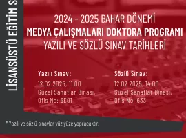 Doctoral Program in Media Studies – Written and Oral Examination Dates